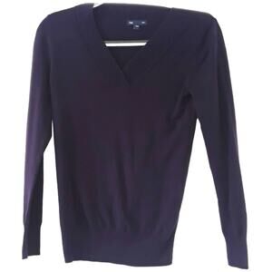 Gap Womens Sz L Purple Preppy Y2K Lightweight V-neck Cotton Blend Sweater